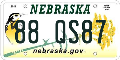 NE license plate 88QS87