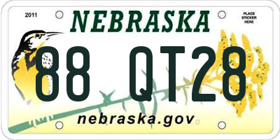 NE license plate 88QT28