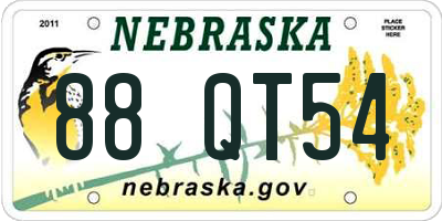 NE license plate 88QT54