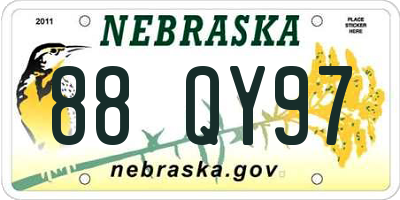 NE license plate 88QY97