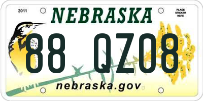 NE license plate 88QZ08