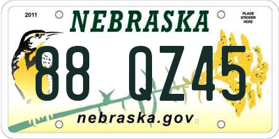 NE license plate 88QZ45