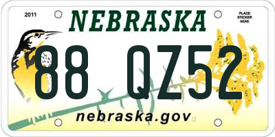 NE license plate 88QZ52