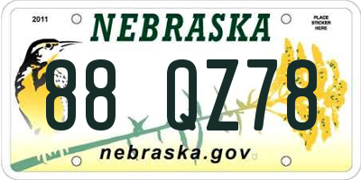 NE license plate 88QZ78