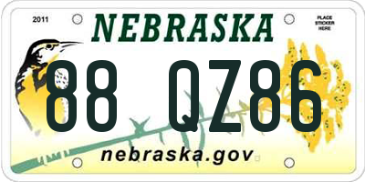 NE license plate 88QZ86