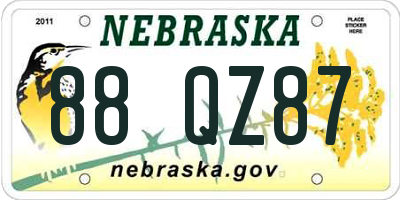 NE license plate 88QZ87