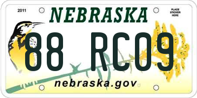 NE license plate 88RC09