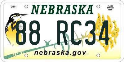 NE license plate 88RC34