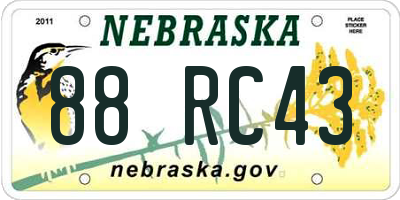 NE license plate 88RC43