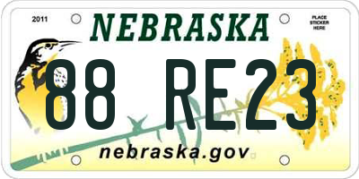 NE license plate 88RE23