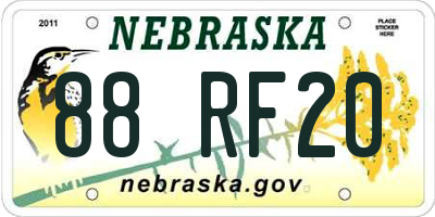 NE license plate 88RF20