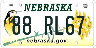 NE license plate 88RL67