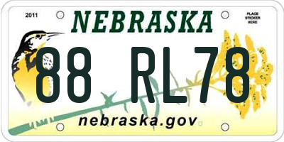 NE license plate 88RL78