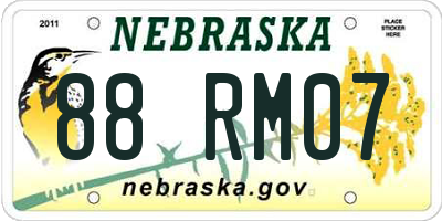 NE license plate 88RM07
