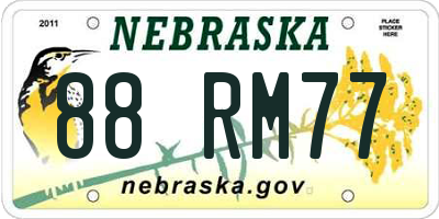 NE license plate 88RM77