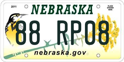 NE license plate 88RP08
