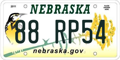NE license plate 88RP54