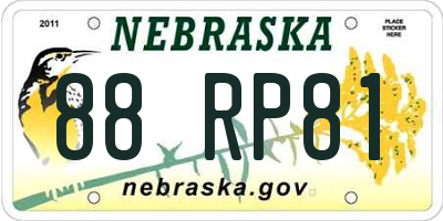 NE license plate 88RP81