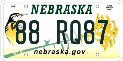 NE license plate 88RQ87