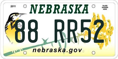 NE license plate 88RR52
