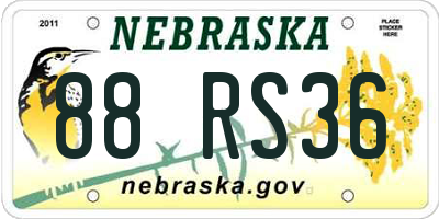 NE license plate 88RS36