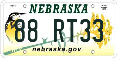 NE license plate 88RT33