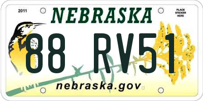 NE license plate 88RV51