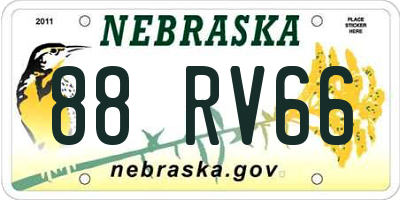 NE license plate 88RV66