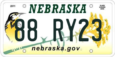 NE license plate 88RY23