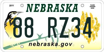 NE license plate 88RZ34