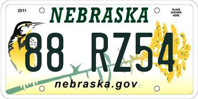 NE license plate 88RZ54