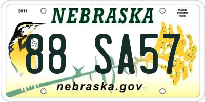 NE license plate 88SA57