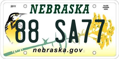 NE license plate 88SA77