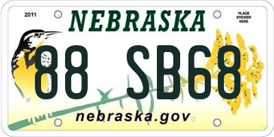 NE license plate 88SB68