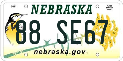 NE license plate 88SE67