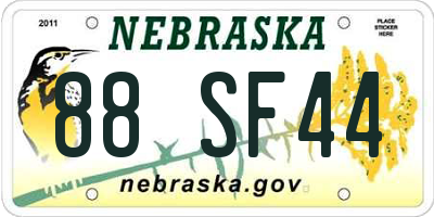 NE license plate 88SF44