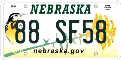 NE license plate 88SF58