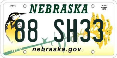 NE license plate 88SH33