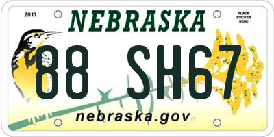 NE license plate 88SH67