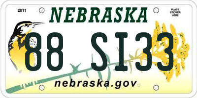 NE license plate 88SI33