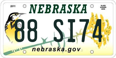 NE license plate 88SI74