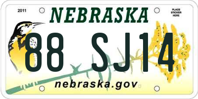 NE license plate 88SJ14