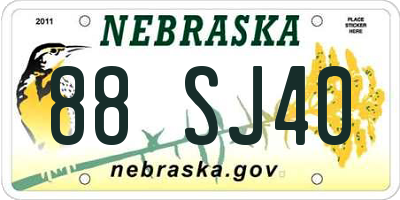 NE license plate 88SJ40