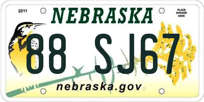 NE license plate 88SJ67