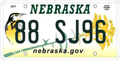 NE license plate 88SJ96