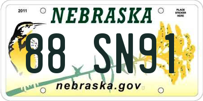 NE license plate 88SN91