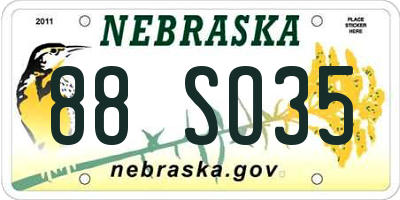 NE license plate 88SO35