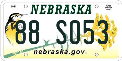NE license plate 88SO53