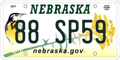 NE license plate 88SP59