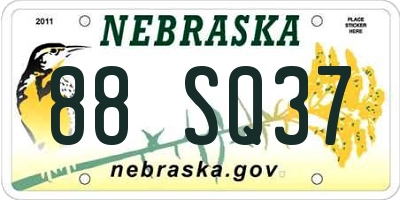 NE license plate 88SQ37